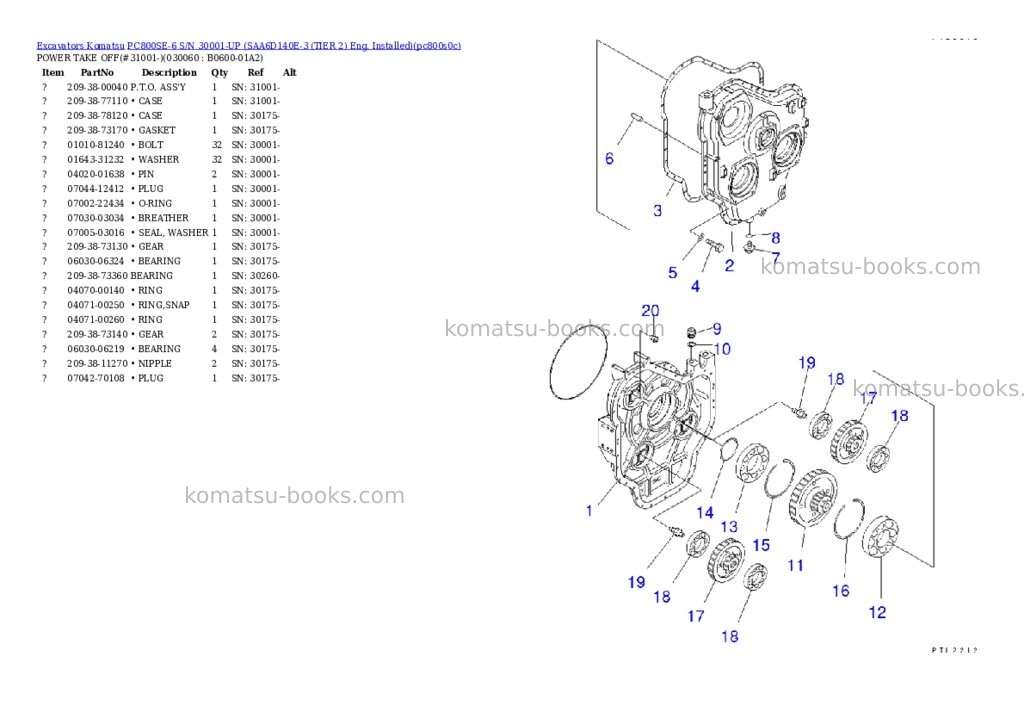 Komatsu PC800SE-6 S/N 30001-UP (SAA6D140E-3 (TIER 2) Eng. Installed) Parts catalog cover Page 5