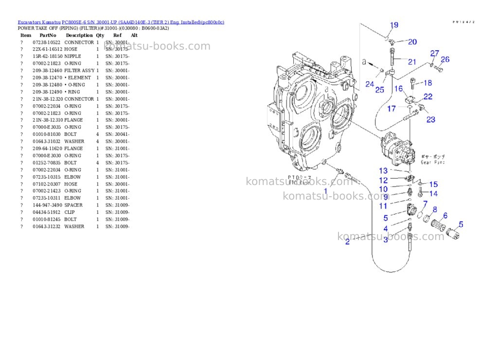 Komatsu PC800SE-6 S/N 30001-UP (SAA6D140E-3 (TIER 2) Eng. Installed) Parts catalog cover Page 7