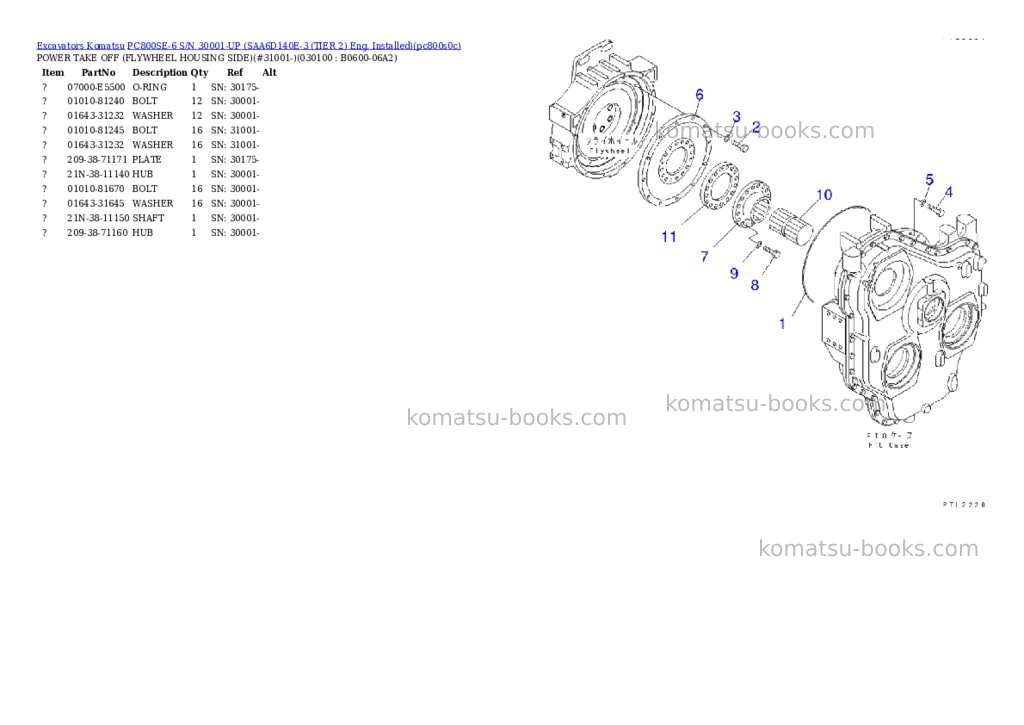 Komatsu PC800SE-6 S/N 30001-UP (SAA6D140E-3 (TIER 2) Eng. Installed) Parts catalog cover Page 9