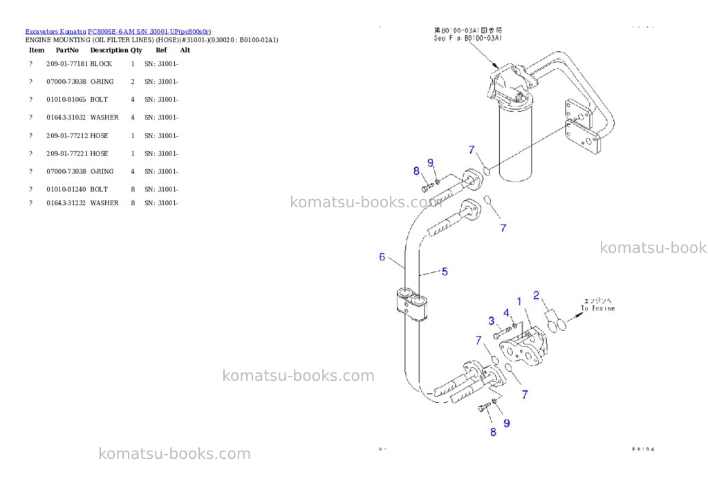 Komatsu pc800se-6-am s/n 30001-up Parts catalog cover Komatsu pc800se-6-am s/n 30001-up Parts catalog cover