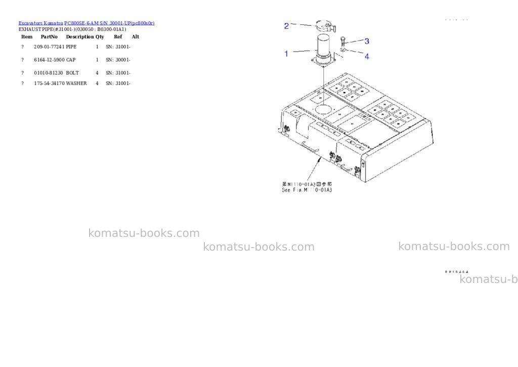Komatsu pc800se-6-am s/n 30001-up Parts catalog cover Page 4 Komatsu pc800se-6-am s/n 30001-up Parts catalog cover Page 4
