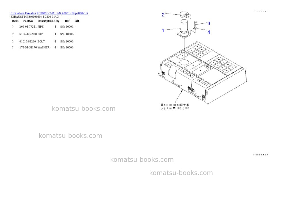 Komatsu pc800se-7-m1 s/n 40001-up Parts catalog cover Page 4 Komatsu pc800se-7-m1 s/n 40001-up Parts catalog cover Page 4