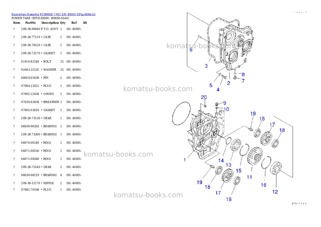 Komatsu pc800se-7-m1 s/n 40001-up Parts catalog cover Page 5 Komatsu pc800se-7-m1 s/n 40001-up Parts catalog cover Page 5