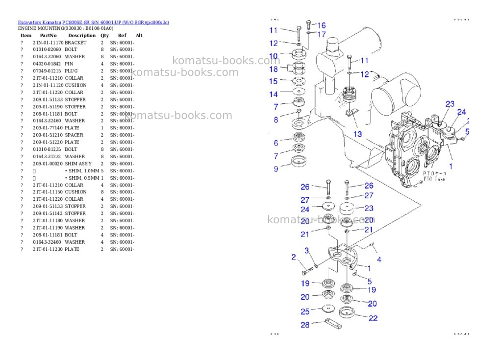 Komatsu pc800se-8r s/n 60001-up w/o egr Parts catalog cover Page 2