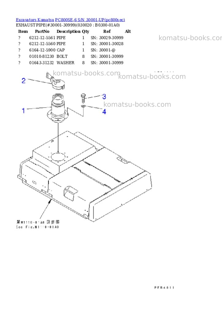 Komatsu PC800SE-6 S/N 30001-UP Parts catalog cover Komatsu PC800SE-6 S/N 30001-UP Parts catalog cover