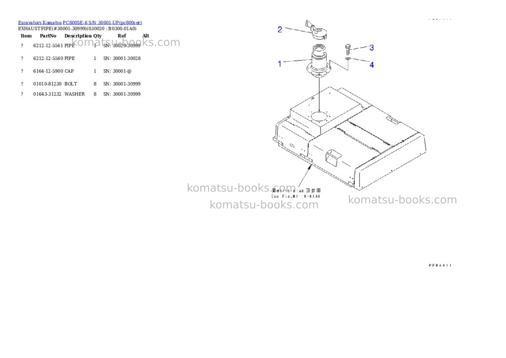 Komatsu pc800se-6 s/n 30001-up Parts catalog cover Komatsu pc800se-6 s/n 30001-up Parts catalog cover