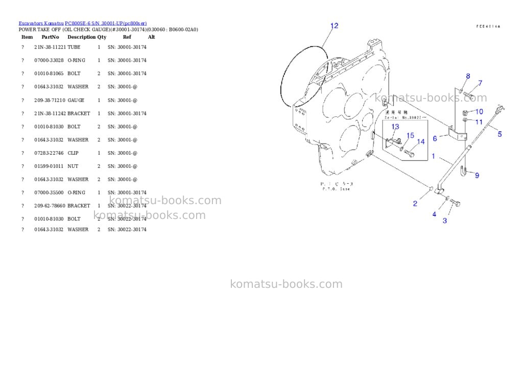 Komatsu pc800se-6 s/n 30001-up Parts catalog cover Page 5 Komatsu pc800se-6 s/n 30001-up Parts catalog cover Page 5