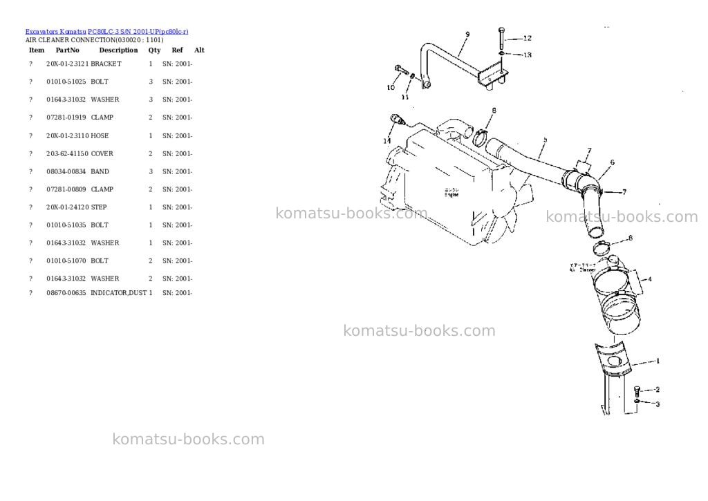 Komatsu pc80lc-3 s/n 2001-up Parts catalog cover Komatsu pc80lc-3 s/n 2001-up Parts catalog cover