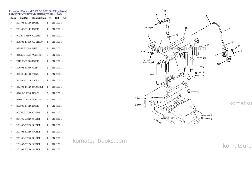 Komatsu pc80lc-3 s/n 2001-up Parts catalog cover Page 3 Komatsu pc80lc-3 s/n 2001-up Parts catalog cover Page 3