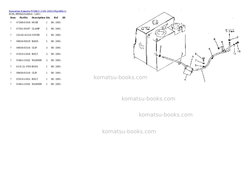 Komatsu pc80lc-3 s/n 2001-up Parts catalog cover Page 4 Komatsu pc80lc-3 s/n 2001-up Parts catalog cover Page 4