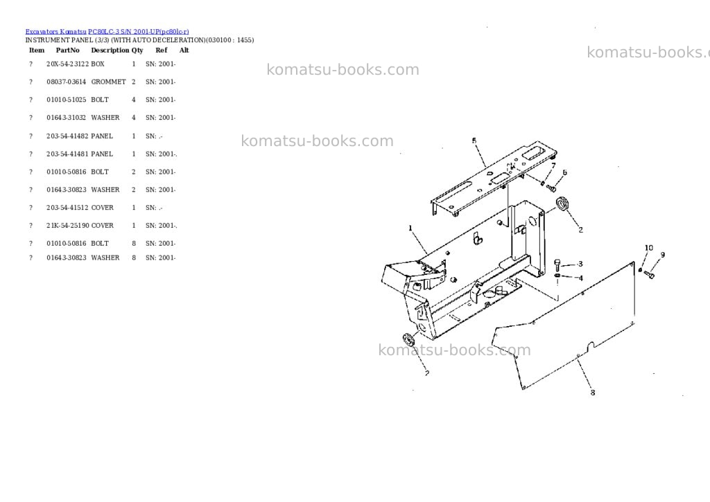 Komatsu pc80lc-3 s/n 2001-up Parts catalog cover Page 9 Komatsu pc80lc-3 s/n 2001-up Parts catalog cover Page 9