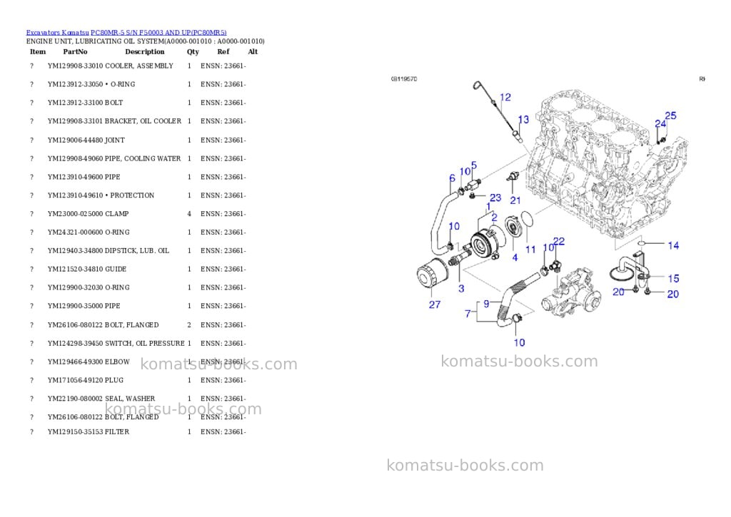 Komatsu pc80mr-5 s/n f50003 and up Parts catalog cover Page 9