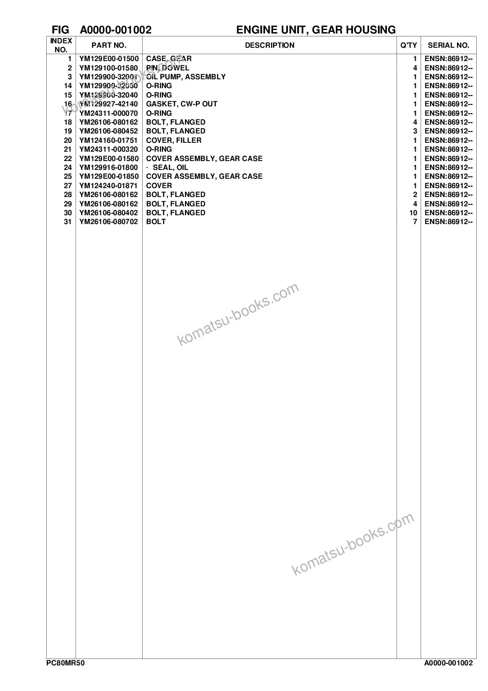Komatsu pc80mr-5e0 s/n f70001 and up Parts catalog cover Page 7 Komatsu pc80mr-5e0 s/n f70001 and up Parts catalog cover Page 7