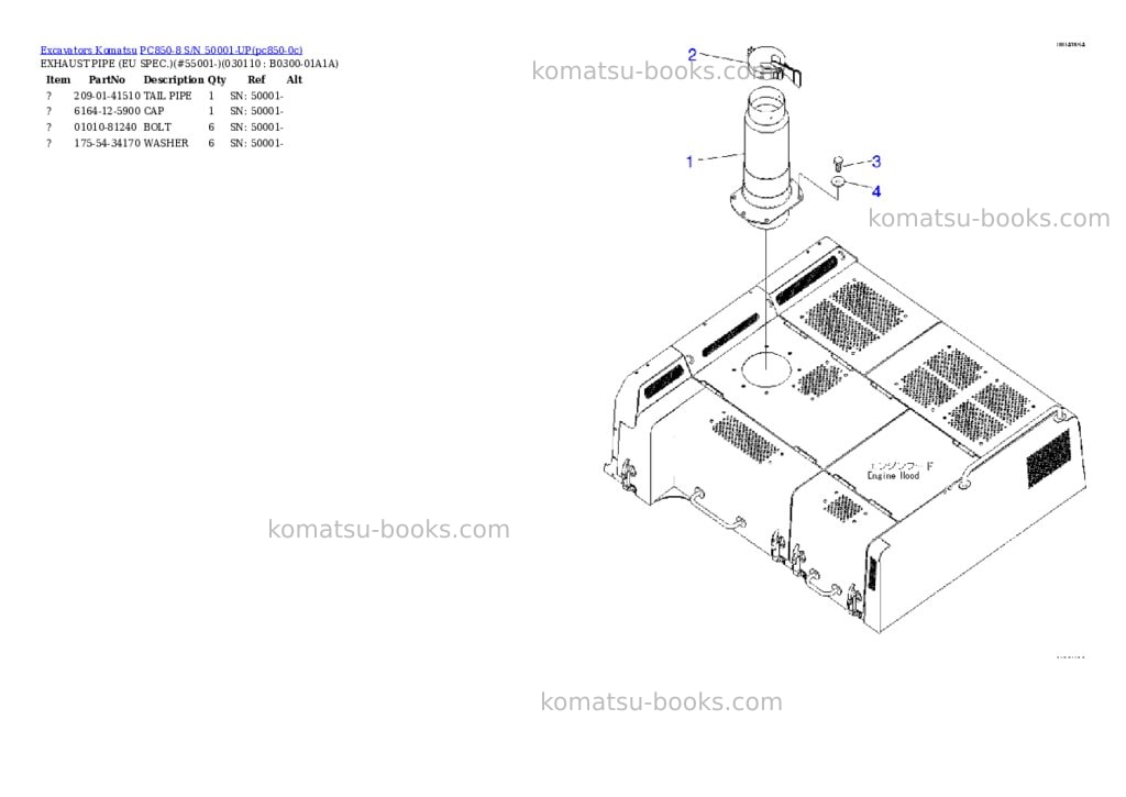 Komatsu pc850-8 s/n 50001-up Parts catalog cover Page 3 Komatsu pc850-8 s/n 50001-up Parts catalog cover Page 3