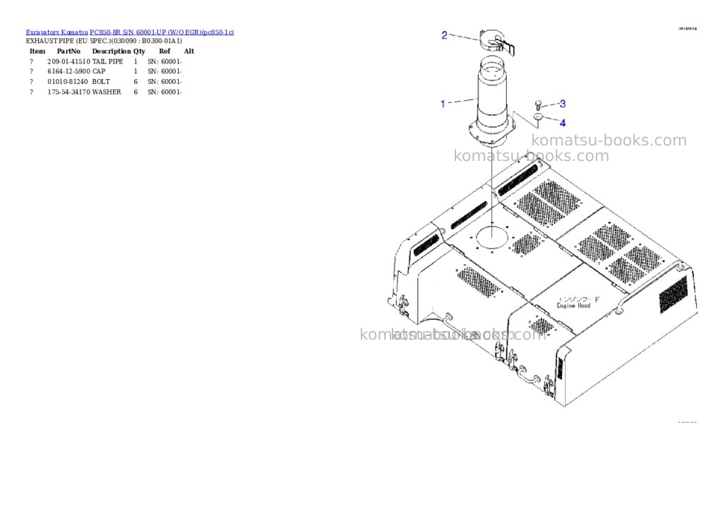 Komatsu pc850-8r s/n 60001-up w/o egr Parts catalog cover Page 8