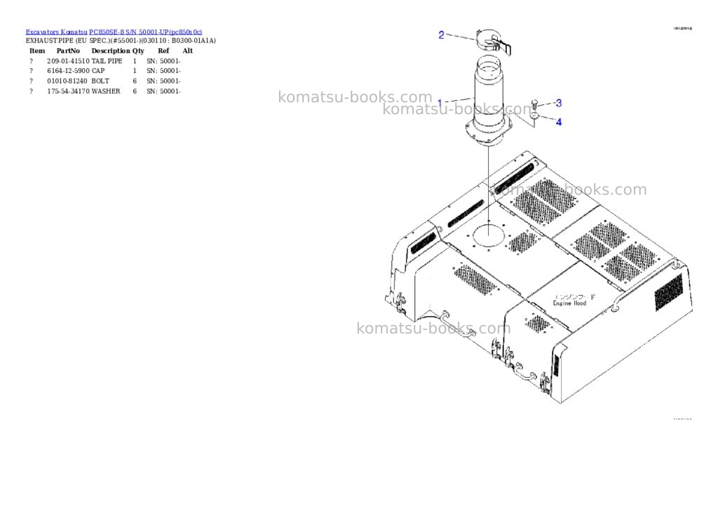 Komatsu pc850se-8 s/n 50001-up Parts catalog cover Page 10 Komatsu pc850se-8 s/n 50001-up Parts catalog cover Page 10