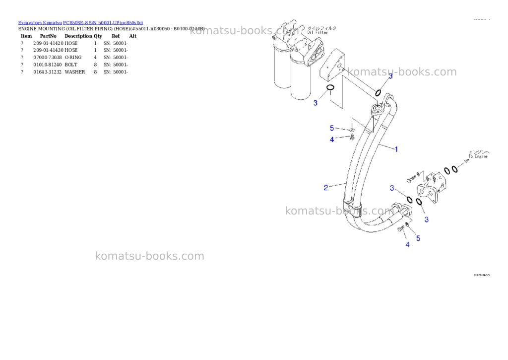 Komatsu pc850se-8 s/n 50001-up Parts catalog cover Page 4 Komatsu pc850se-8 s/n 50001-up Parts catalog cover Page 4