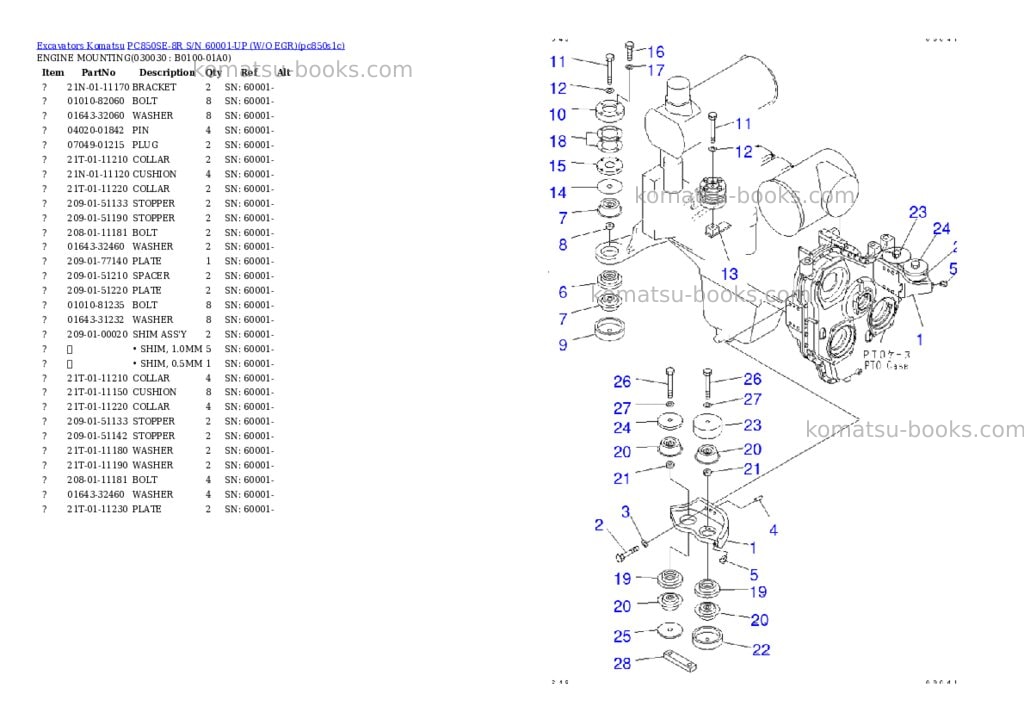 Komatsu pc850se-8r s/n 60001-up w/o egr Parts catalog cover Page 2