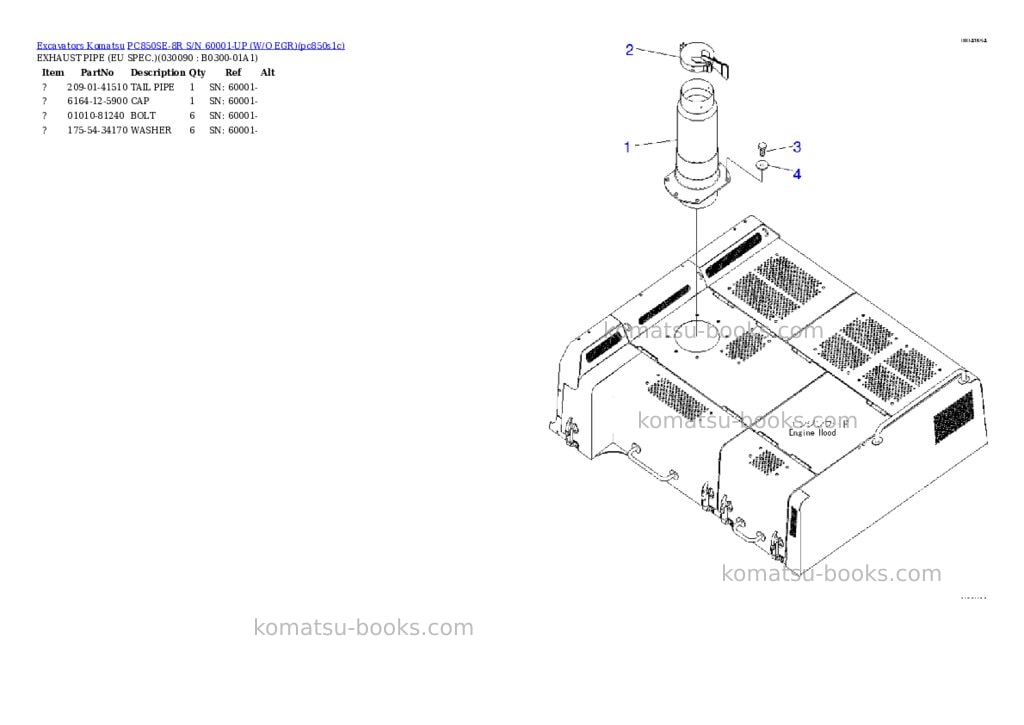 Komatsu pc850se-8r s/n 60001-up w/o egr Parts catalog cover Page 8