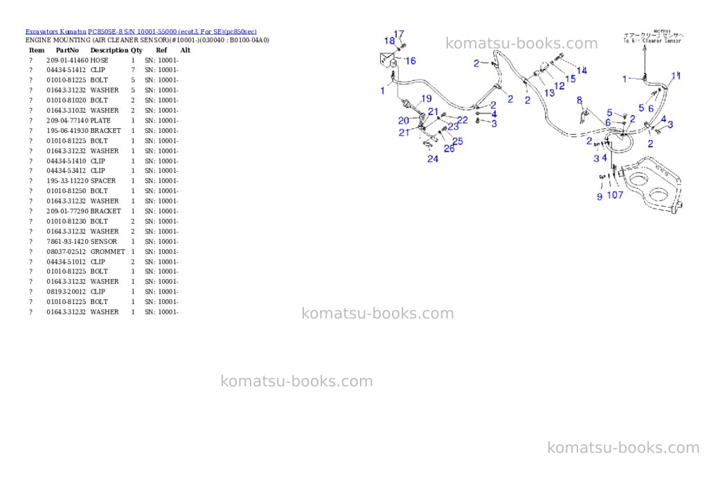 Komatsu pc850se-8 s/n 10001-55000 ecot3, for se Parts catalog cover Page 3