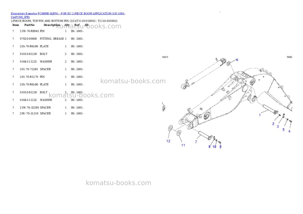 Komatsu pc88mr-8jpn - for eu 2-piece boom application s/n 5001-up Parts catalog cover Page 2 Komatsu pc88mr-8jpn - for eu 2-piece boom application s/n 5001-up Parts catalog cover Page 2