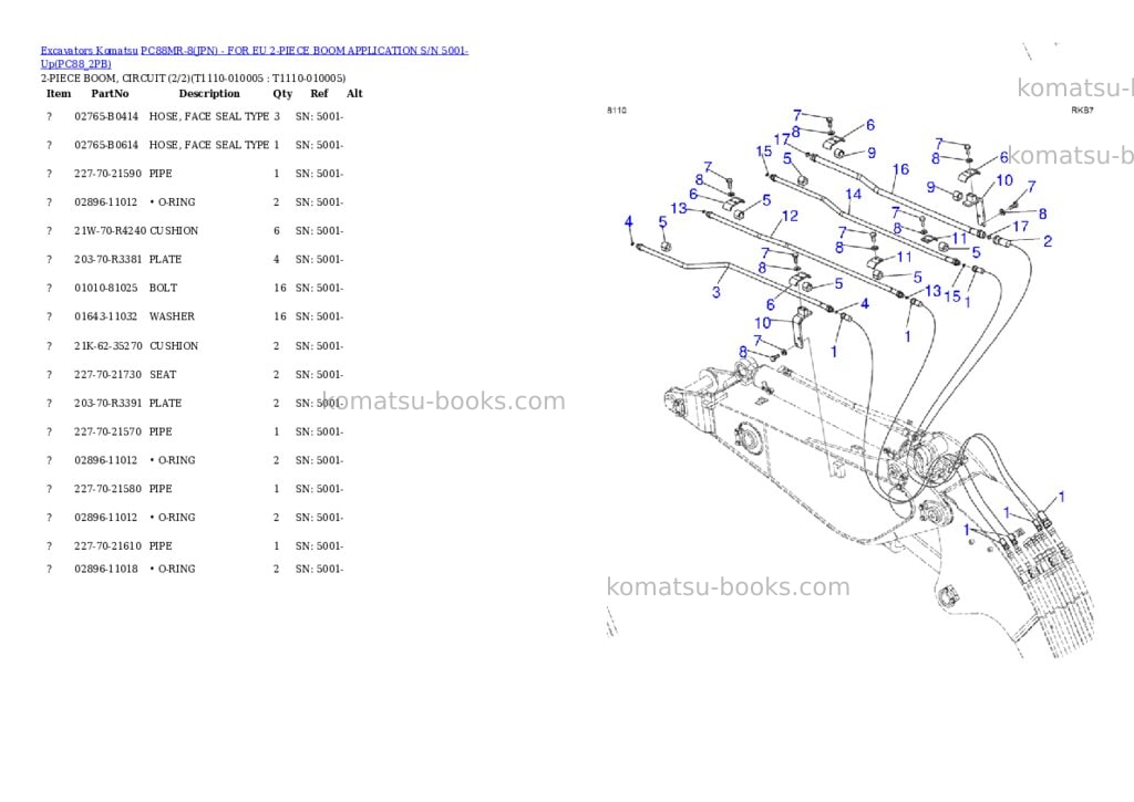 Komatsu pc88mr-8jpn - for eu 2-piece boom application s/n 5001-up Parts catalog cover Page 4 Komatsu pc88mr-8jpn - for eu 2-piece boom application s/n 5001-up Parts catalog cover Page 4