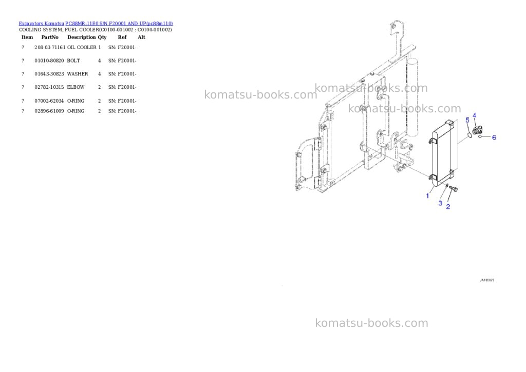 Komatsu PC88MR-11E0 S/N F20001 AND UP Parts catalog cover Page 7 Komatsu PC88MR-11E0 S/N F20001 AND UP Parts catalog cover Page 7