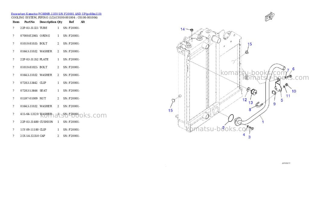 Komatsu PC88MR-11E0 S/N F20001 AND UP Parts catalog cover Page 9 Komatsu PC88MR-11E0 S/N F20001 AND UP Parts catalog cover Page 9