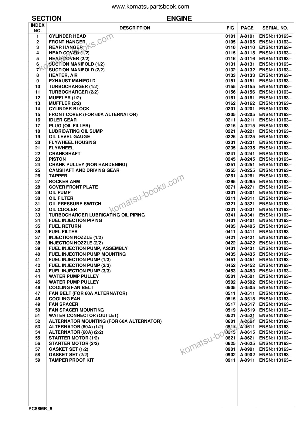 Komatsu pc88mr-6 s/n f00003 and up Parts catalog cover Page 2
