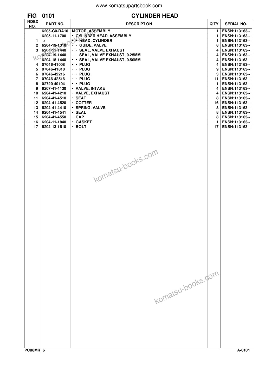 Komatsu pc88mr-6 s/n f00003 and up Parts catalog cover Page 4