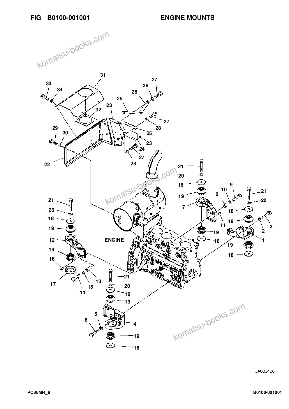 Komatsu pc88mr-8 s/n f80003 and up Parts catalog cover Page 7