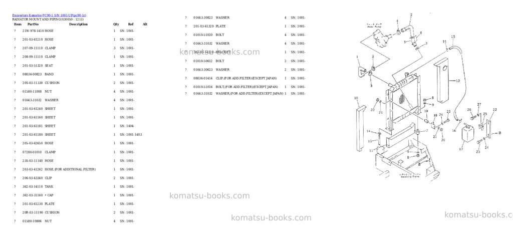 Komatsu PC90-1 S/N 1001-UP Parts catalog cover Page 4 Komatsu PC90-1 S/N 1001-UP Parts catalog cover Page 4