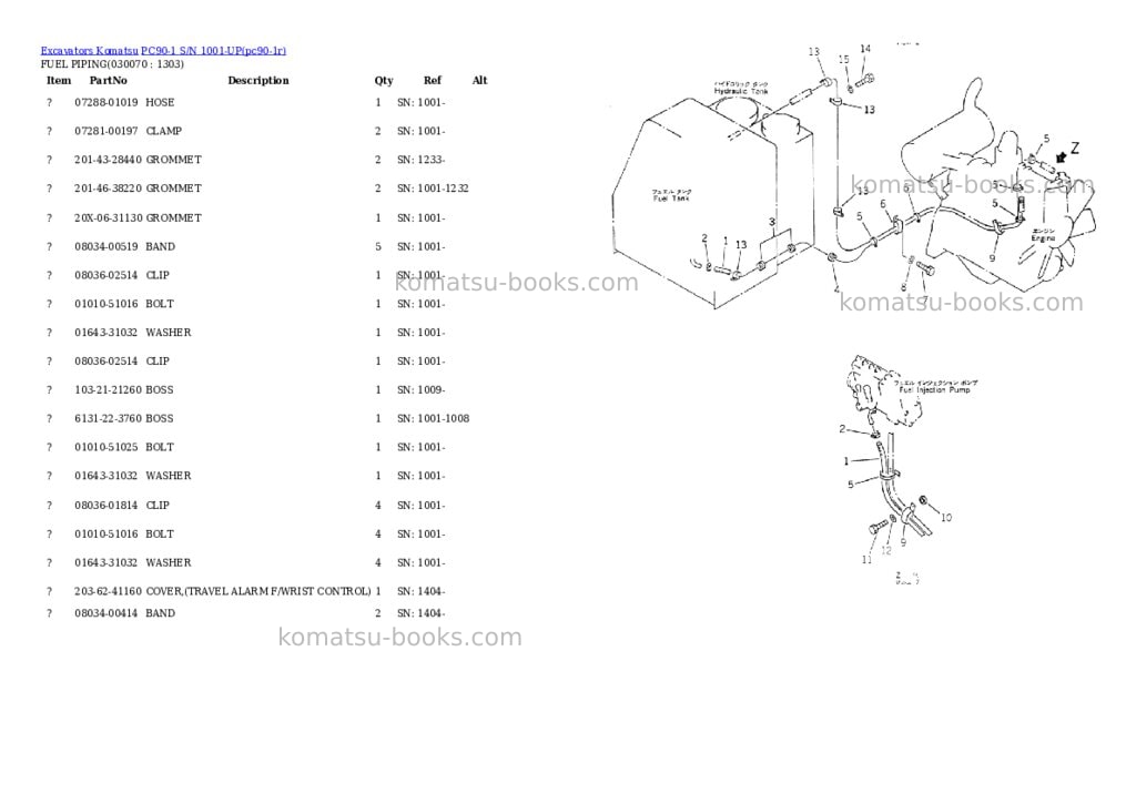 Komatsu PC90-1 S/N 1001-UP Parts catalog cover Page 6 Komatsu PC90-1 S/N 1001-UP Parts catalog cover Page 6