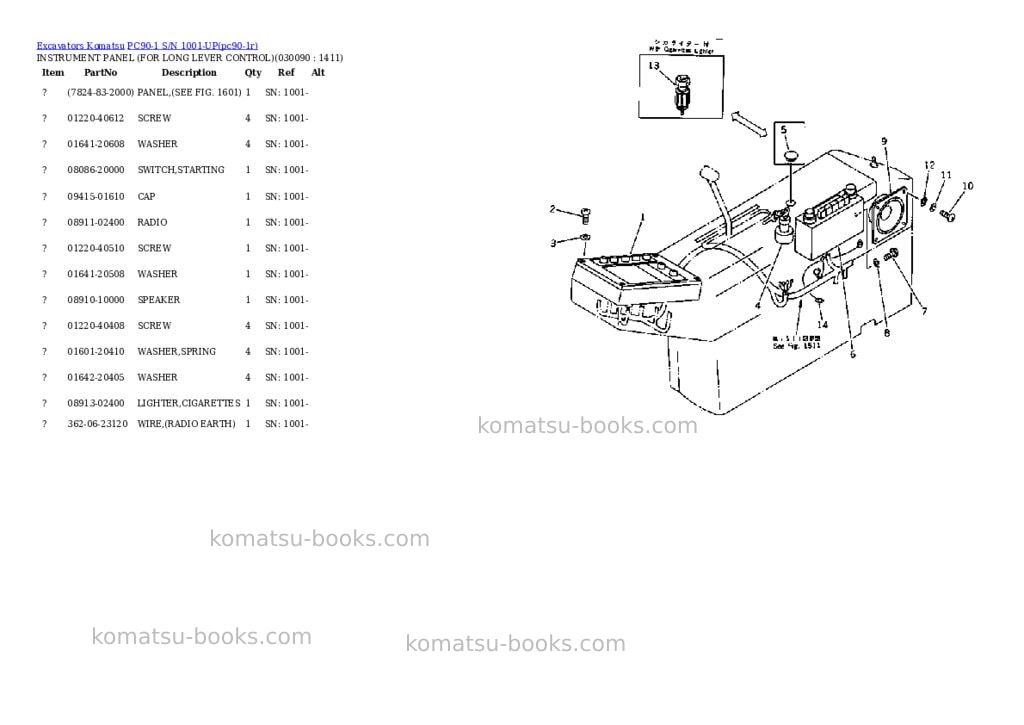Komatsu PC90-1 S/N 1001-UP Parts catalog cover Page 8 Komatsu PC90-1 S/N 1001-UP Parts catalog cover Page 8
