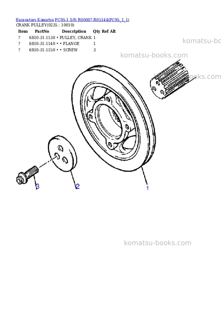 Komatsu pc95-1 s/n r00007-r05144 Parts catalog cover Page 10 Komatsu pc95-1 s/n r00007-r05144 Parts catalog cover Page 10