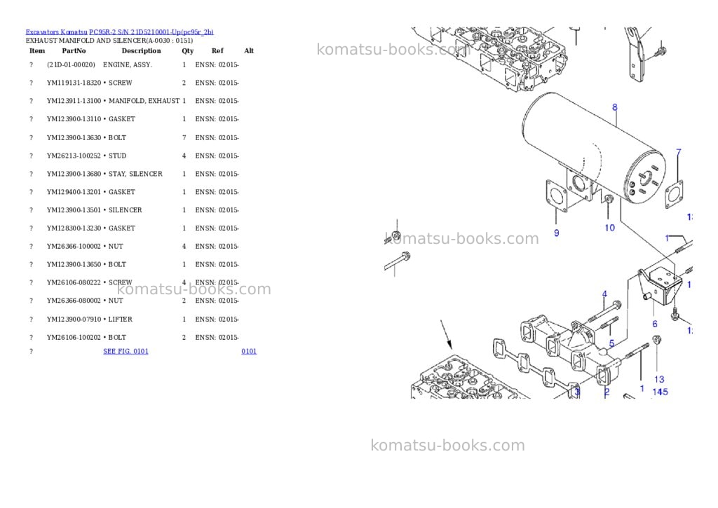 Komatsu pc95r-2 s/n 21d5210001-up Parts catalog cover Page 2 Komatsu pc95r-2 s/n 21d5210001-up Parts catalog cover Page 2
