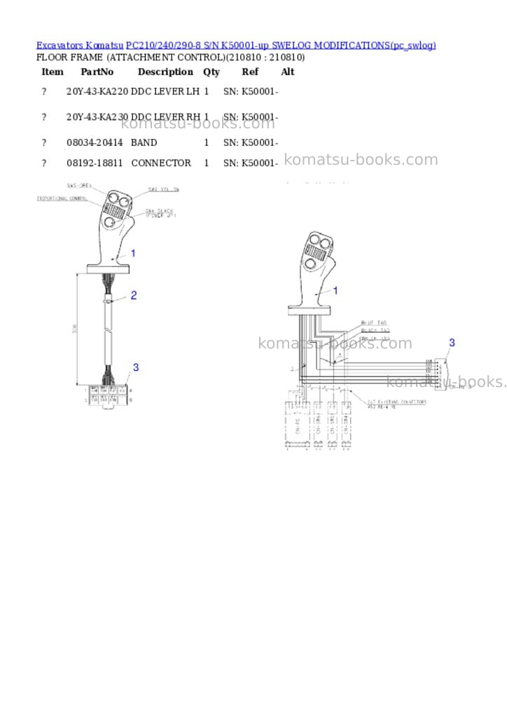 Komatsu pc210/240/290-8 s/n k50001-up swelog modifications Parts catalog cover Page 2 Komatsu pc210/240/290-8 s/n k50001-up swelog modifications Parts catalog cover Page 2