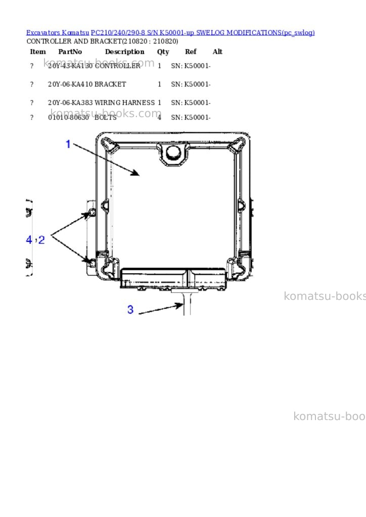 Komatsu pc210/240/290-8 s/n k50001-up swelog modifications Parts catalog cover Page 3 Komatsu pc210/240/290-8 s/n k50001-up swelog modifications Parts catalog cover Page 3