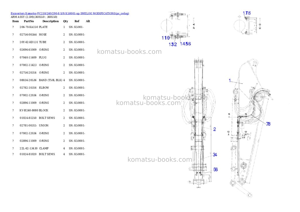 Komatsu pc210/240/290-8 s/n k50001-up swelog modifications Parts catalog cover Page 4 Komatsu pc210/240/290-8 s/n k50001-up swelog modifications Parts catalog cover Page 4