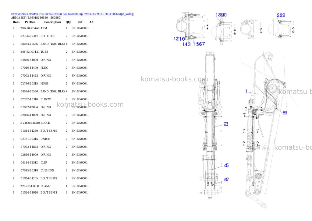 Komatsu pc210/240/290-8 s/n k50001-up swelog modifications Parts catalog cover Page 5 Komatsu pc210/240/290-8 s/n k50001-up swelog modifications Parts catalog cover Page 5