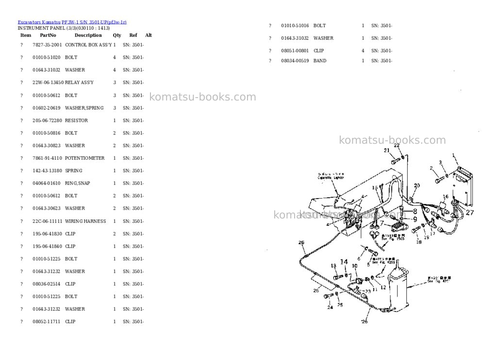 Komatsu pf3w-1 s/n 3501-up Parts catalog cover Page 10 Komatsu pf3w-1 s/n 3501-up Parts catalog cover Page 10