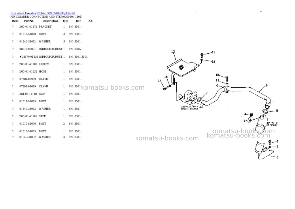 Komatsu pf3w-1 s/n 3501-up Parts catalog cover Page 3 Komatsu pf3w-1 s/n 3501-up Parts catalog cover Page 3