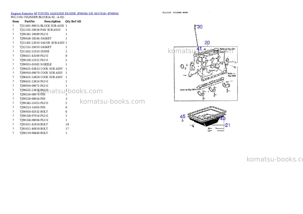 Komatsu 4P TOYOTA GASOLINE ENGINE (PM004) S/N 0057658~ Parts catalog cover Page 2 Komatsu 4P TOYOTA GASOLINE ENGINE (PM004) S/N 0057658~ Parts catalog cover Page 2