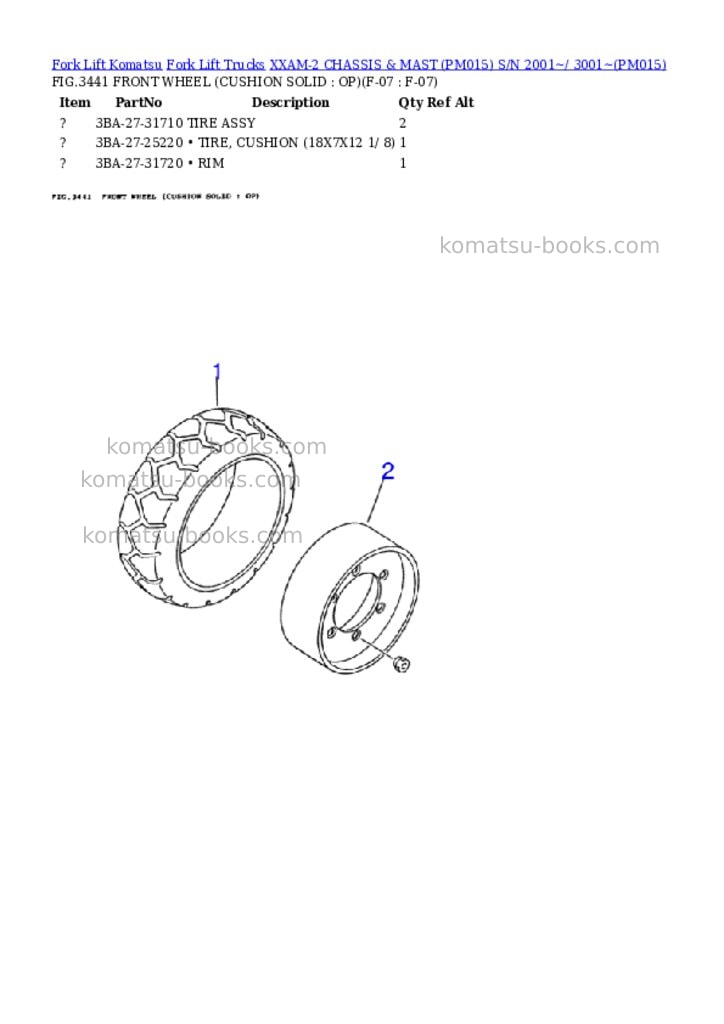 Komatsu XXAM-2 CHASSIS & MAST (PM015) S/N 2001~/ 3001~ Parts catalog cover Page 8