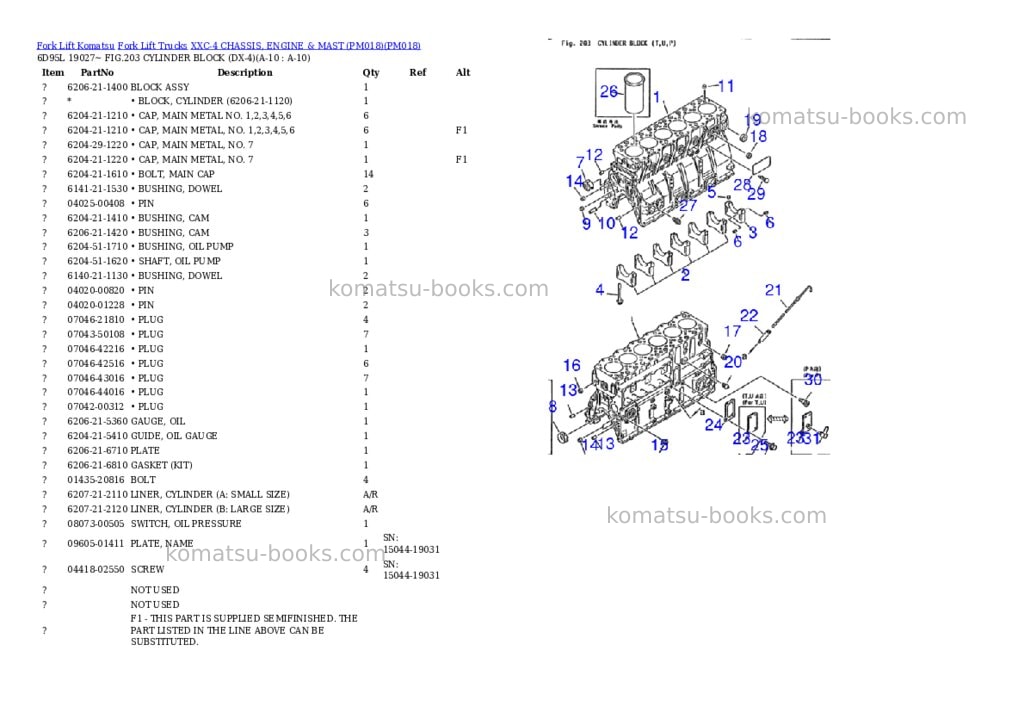 Komatsu XXC-4 CHASSIS, ENGINE & MAST (PM018) Parts catalog cover Page 10 Komatsu XXC-4 CHASSIS, ENGINE & MAST (PM018) Parts catalog cover Page 10