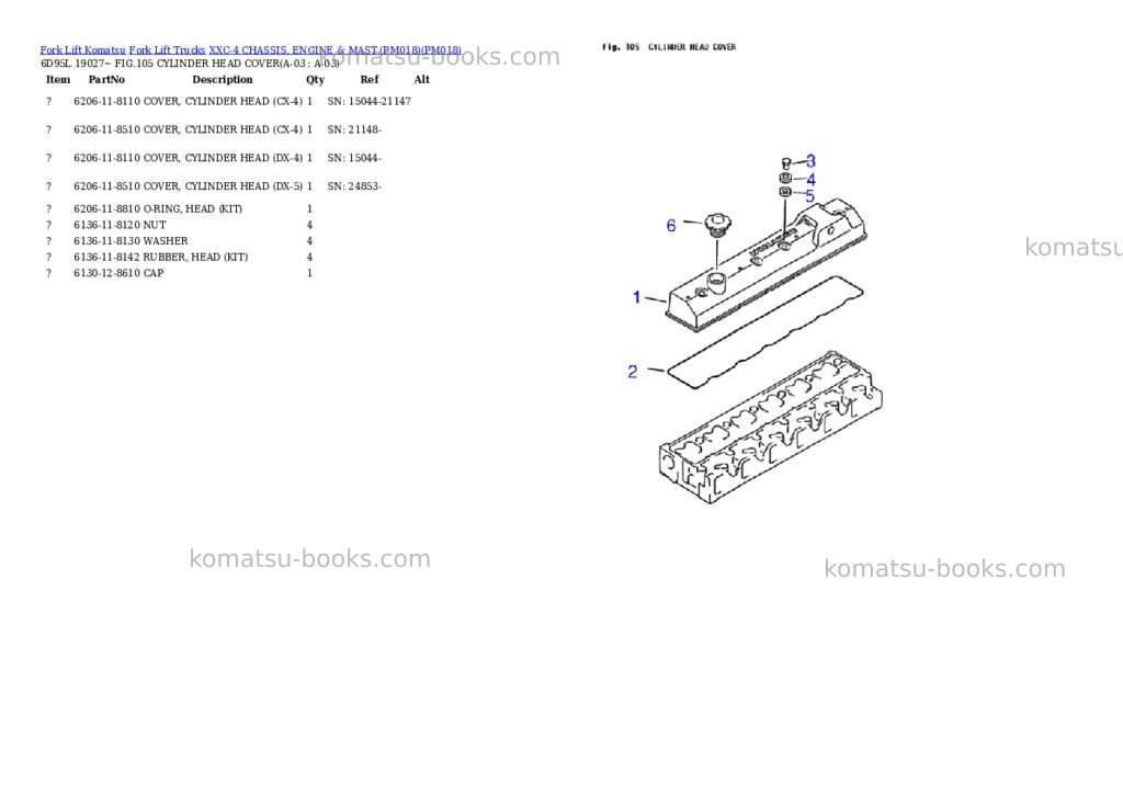 Komatsu XXC-4 CHASSIS, ENGINE & MAST (PM018) Parts catalog cover Page 3 Komatsu XXC-4 CHASSIS, ENGINE & MAST (PM018) Parts catalog cover Page 3