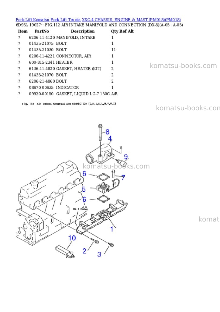 Komatsu XXC-4 CHASSIS, ENGINE & MAST (PM018) Parts catalog cover Page 5 Komatsu XXC-4 CHASSIS, ENGINE & MAST (PM018) Parts catalog cover Page 5