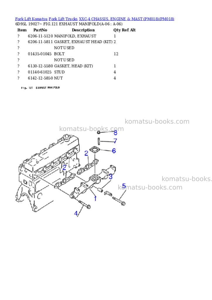 Komatsu XXC-4 CHASSIS, ENGINE & MAST (PM018) Parts catalog cover Page 6 Komatsu XXC-4 CHASSIS, ENGINE & MAST (PM018) Parts catalog cover Page 6