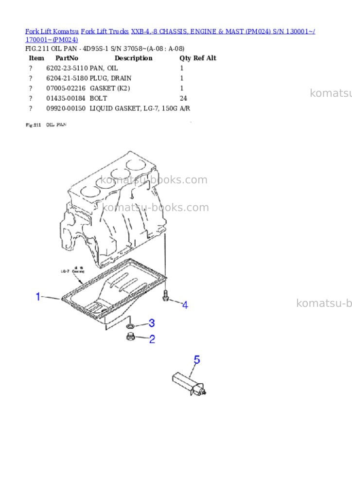 Komatsu XXB-4,-8 CHASSIS, ENGINE & MAST (PM024) S/N 130001~/ 170001~ Parts catalog cover Page 8