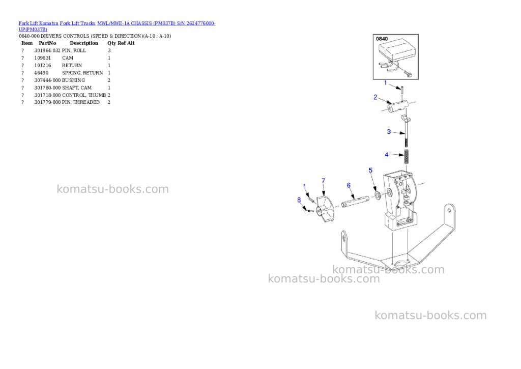 Komatsu MWL/MWE-1A CHASSIS (PM037B) S/N 2624776000-UP Parts catalog cover Page 10